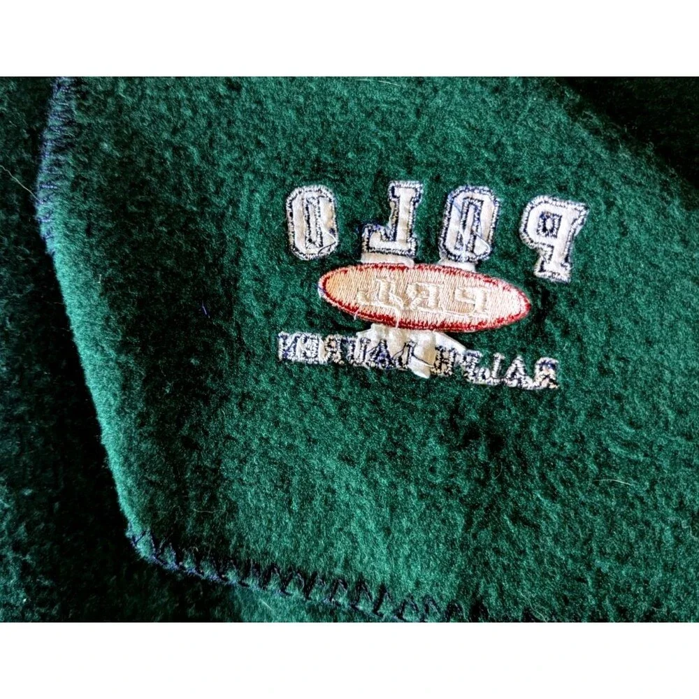 Ralph Lauren Home Collection Throw Blanket Hunter Green Embroidered Logo EUC